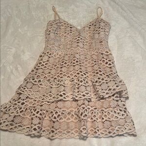 Lulu's Cream Tiered Sundress Spaghetti Strap Mini